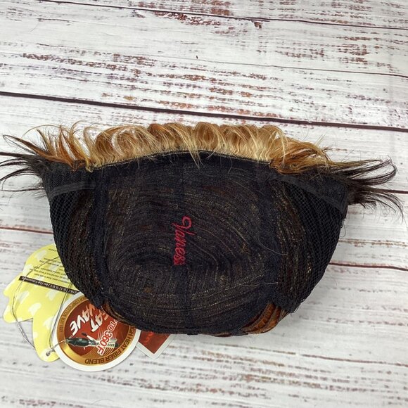 Dosa Black Tapered Wig with Firey Red Top Salmon Heat Safe Adjustable Synthetic - Picture 6 of 7